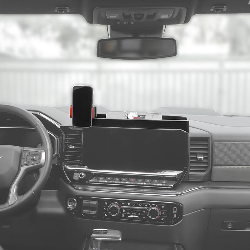 Dashboard Center Console Storage Box Mobile Phone Tablet Bracket Holder Fit For Chevy Silverado 2022 Up Car Accessories