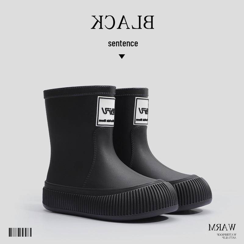 Women's Fashion Rain Boots: Non-Slip, Waterproof, Fleece-Lined, Mid-Calf Boots for Ladies & Kids - Perfect for Outdoor Wear.