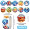 Ocean Life Sticker Roll - 500 English Reward Stickers for Kids' Journals, Sealing, and Arts & Crafts.