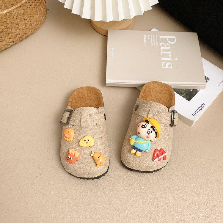 Kids' 2025 Shin-chan Cartoon Thick-soled Birkenstock Shoes – Non-slip, Retro, Closed-toe Slippers for Boys & Girls