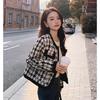 Bold Woolen Fragrant Style Jacket Women Black White Checkered Pattern Korean Style Loose Fit Short Short