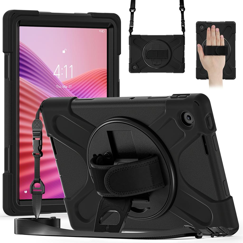 For Lenovo Tab 10.1 (2025) TB311XU/Zhaoyang K10C Kickstand Case TPU PC Silicone Tablet Cover with Shoulder Strap
