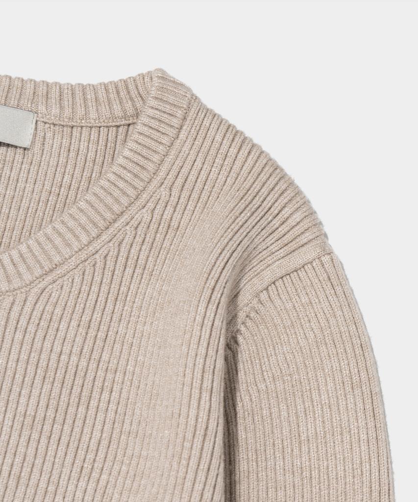 ROIDESROIS Scarf Set Round Neck Ribbed Knit (Oatmeal)