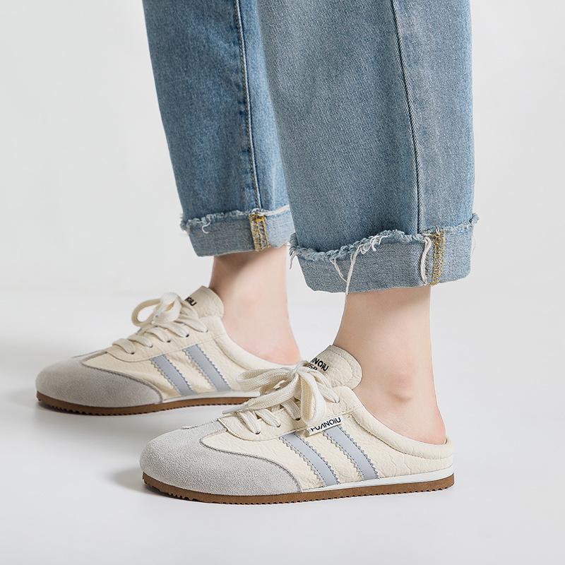 

Global half slippers soft-soled ballet training shoes 22 summer new casual color matching round head lazy board shoes 40 бежевий