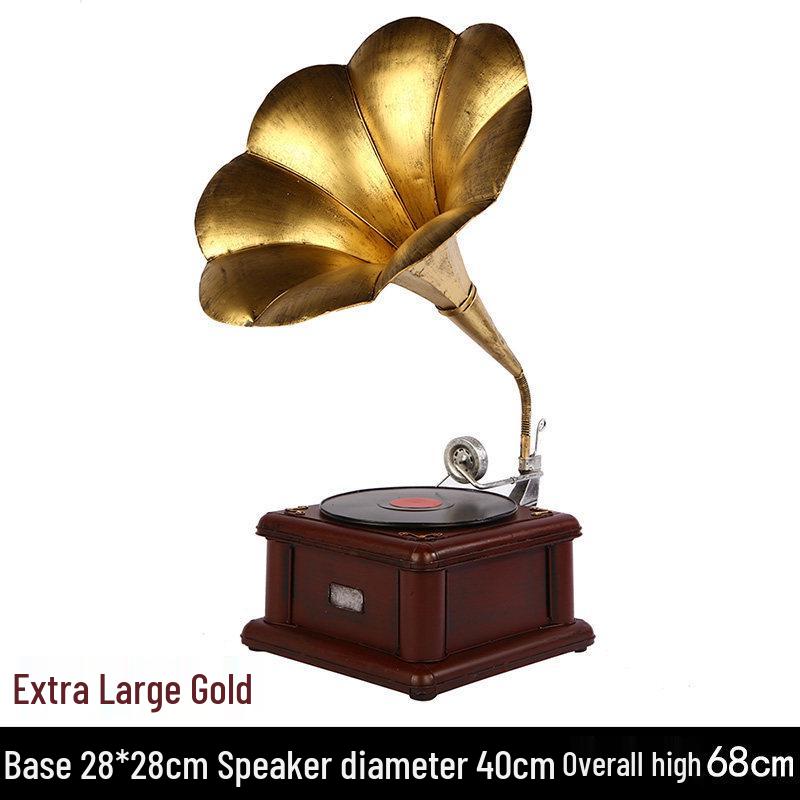 Vintage European-Style Gramophone Ornament: Nostalgic Record Model for Living Room or Wine Cabinet Decor