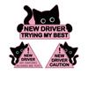Magnetic Reflective “New Driver” Car Sticker—Cat-Patterned “New Driver” Bumper Sticker, Weather-Resistant and Removable