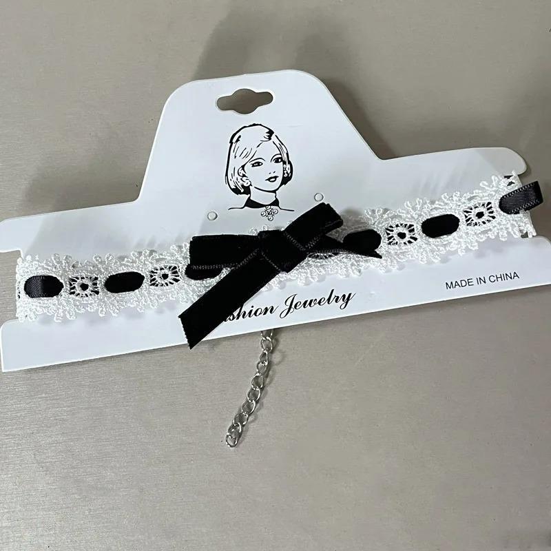 Zoete Satijnen Lint Choker Ketting met Parel Hart Hanger & Doorzichtig Ruche Rand – Schattige Coquette/Kawaii Kraag Sieraden voor Vrouwen