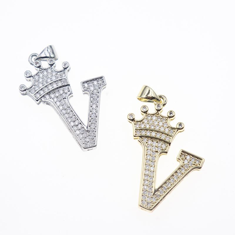 26 English Letters Women'S Letters Crown Pendant Necklace Zircon Pendant Jewelry