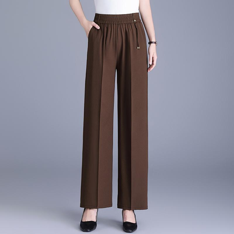 Women's Plus Size High Waist Straight-leg Cropped Pants – Elastic Waist Trousers (Sizes XL-6XL) for Summer