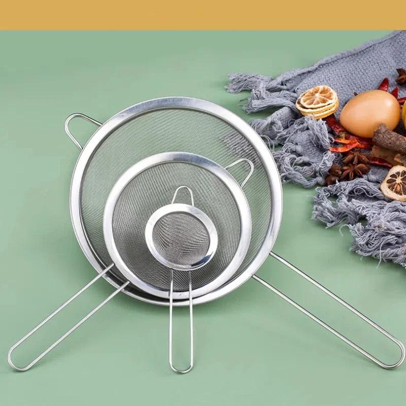 Stainless Steel Fine Mesh Flour Sifter with Handle Baking Sieve Strainer for Kitchen Cake Cookie Making