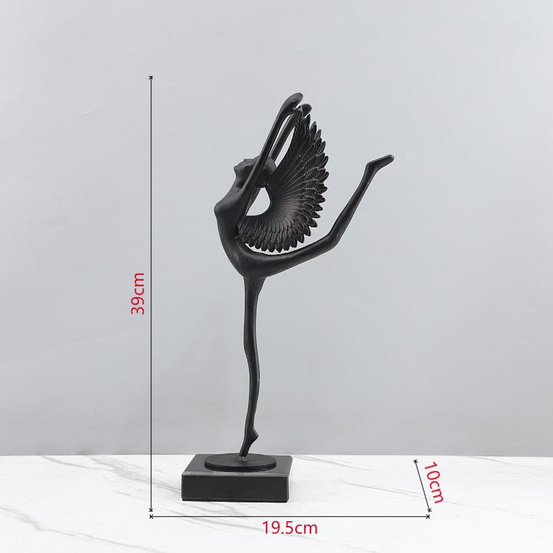 

Ballet Angel Black Figures Sculpture Marble Base Desk Decoration Abstract Dancer Character Metal Statue Room Aesthetic Decor