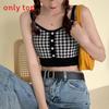 French Girl Summer Crop Top With Colorblock Pattern And Corset Style For Casual Wear