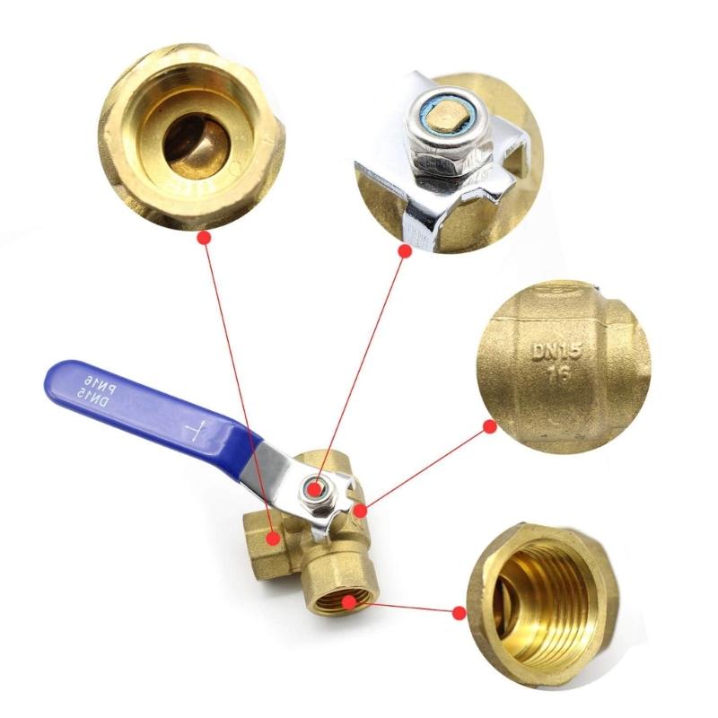 Robineți cu bilă cu trei căi din alamă rezistentă la coroziune cu mânere tip manetă Robineți cu bilă cu trei căi cu model T Heavy Duty pentru uz casnic