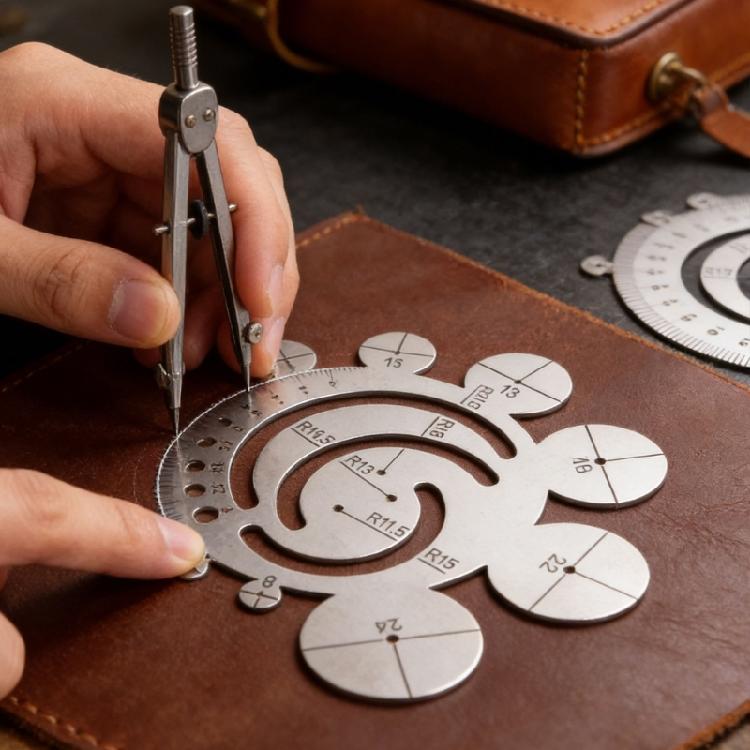 Stainless Steel Circle Template Round Leather Cutting Tool Corner Cutter for Measurement in Various Crafting Tasks