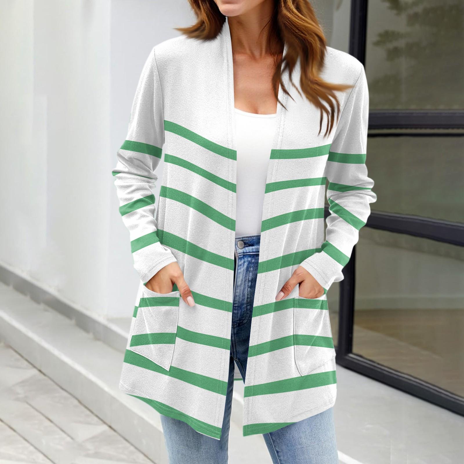 

Женские легкие кардиганы с открытой передней частью, с длинными рукавами, повседневные, свободные, тонкие кардиганы с карманами L зелёный