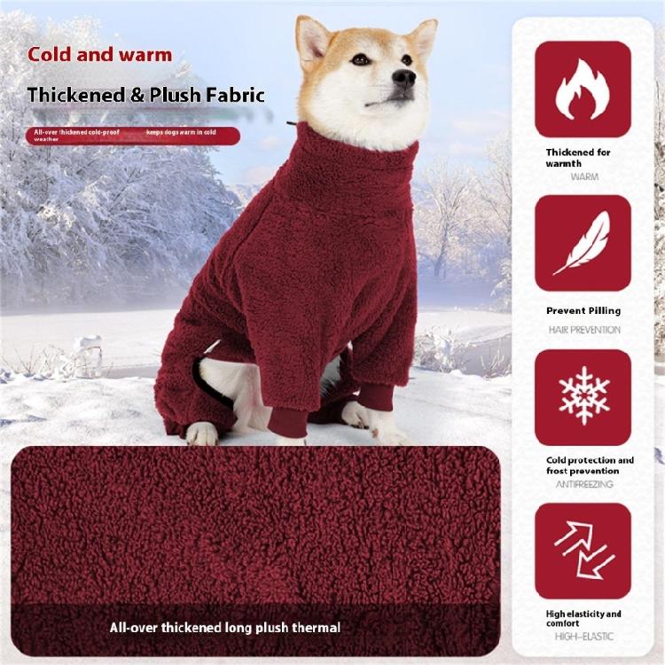 4 Leg Dog Outerwear Plush Jumpsuit Outdoor Warm Coat For Winter Warmth And Indoor Pajamas for Small To Large Breeds
