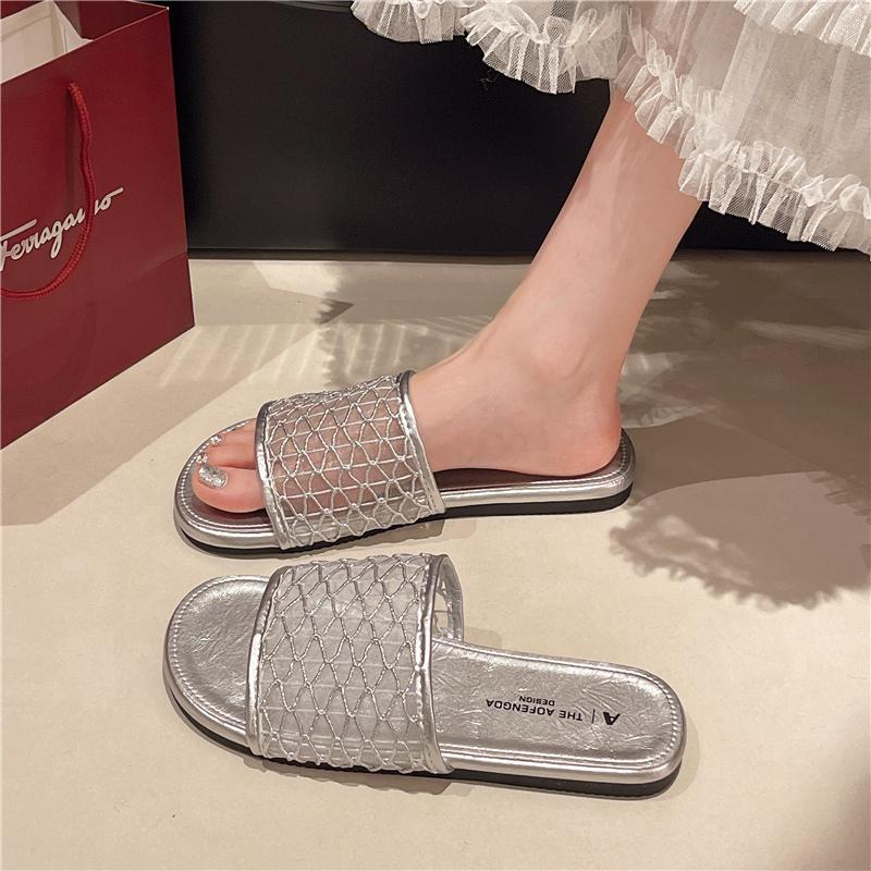 Fashion Summer Hollow Women's Slippers Luxury Open Toes Soft Sole Flat Ladies Outdoor Beach Vacation Sandals Flip Flops Zapatos De Mujer