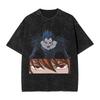 Harajuku Y2K DEATH NOTE Graphic Print T-Shirt, Washed Oversize Cotton Unisex Tee Vintage Streetwear Casual Short Sleeve Tops for Men Women