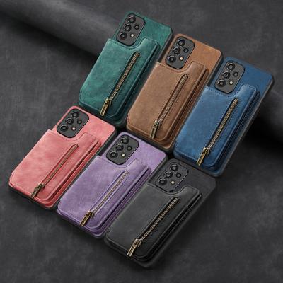 Für Galaxy A16 Handyhülle All-inclusive Leder A55 Kartenreißverschluss Samsung S25 Ultra Schutzhülle