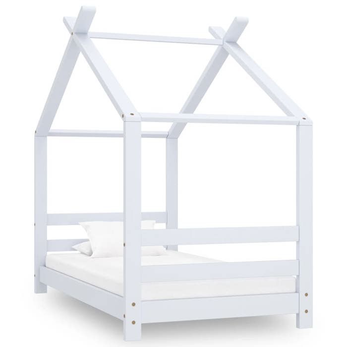 VidaXL Cadre de Lit d'enfant Sommier à Lattes Cadre à Lattes Meuble de Chambre à Coucher Maison Intérieur Blanc 70x140 cm 289610