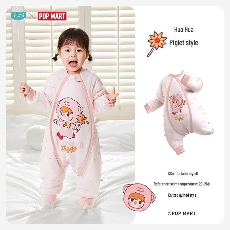 iBaby English Baby Split-Leg Sleeping Bag: Autumn/Winter Pop Mart IP Collab, Knitted & Quilted, Constant Temp Control
