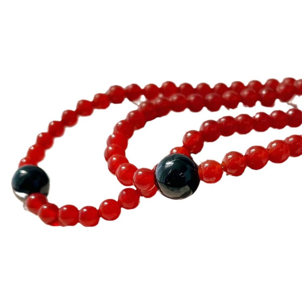 Retro Natural Pigeon Blood Red Chalcedony Agate Necklace Atmosphere Clavicle Chain