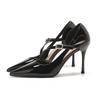 6-9 Sexy evening dress one-word side empty high heels women's new pointed thin heel high heel single shoes 9C