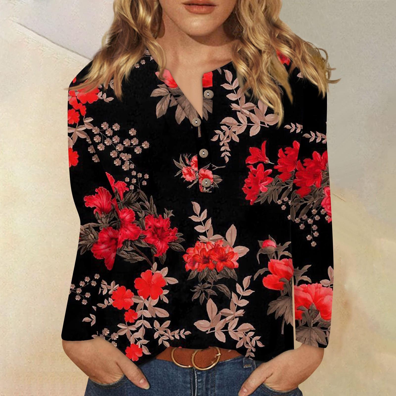 

Женский модный повседневный топ с длинными рукавами и пуговицами с круглым вырезом и круглым вырезом XXXL винный