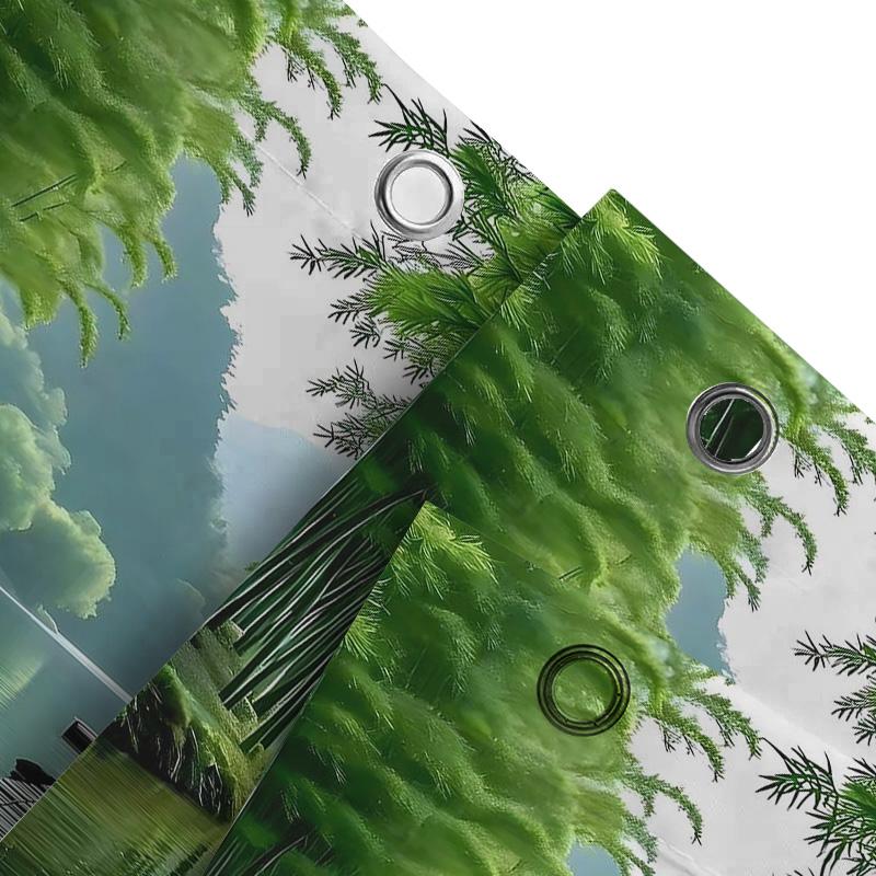 Scenic Bamboo Forest Waterproof Shower Curtain Heat Resistant Machine Washable Non-Transparent 180x180cm