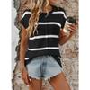 Sommer Rundhals Kurzarm Lässiger Gestreifter Strickpullover Damen Locker Einfach Büro Damen Oberteile Lässig Elegant Dünner Pullover Damenbekleidung
