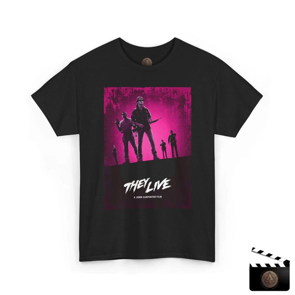 They Live Movie Art T Shirt For Men & Women, John Carpenter Film Pink Tee