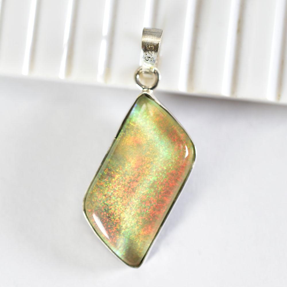 Natural Opal Pendant 32 ct Fancy 925 Sterling Silver October Birthstone for Gem Collections