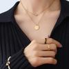 18K Gold Plated Lucky Round Pendant Double Layer Clavicle Necklace - European and American Style