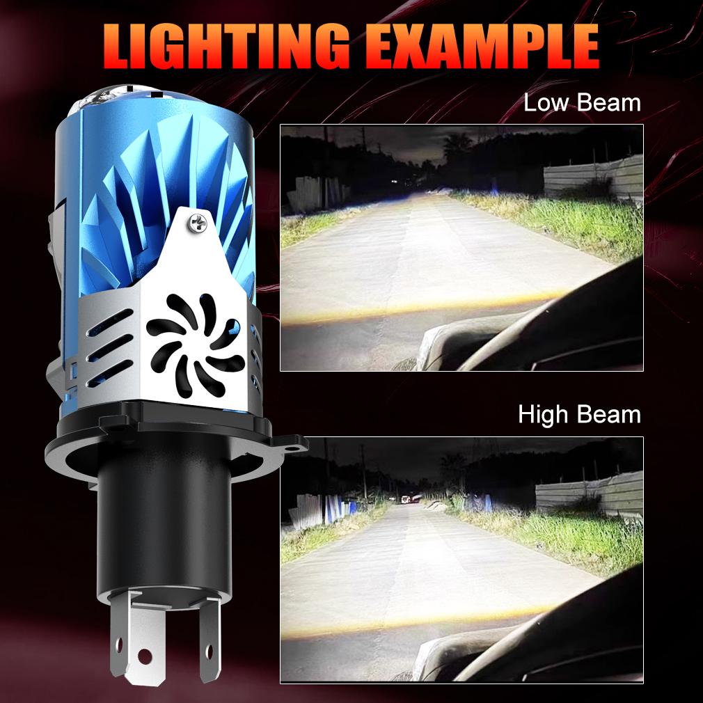 2 st H4 LED Dubbla Projektorstrålkastarlampor Canbus HB2 9003 LED Lins Strålkastare 100W 60000LM 6500K Billampor Hi/Low Beam för Auto Motorcykellampa LHD