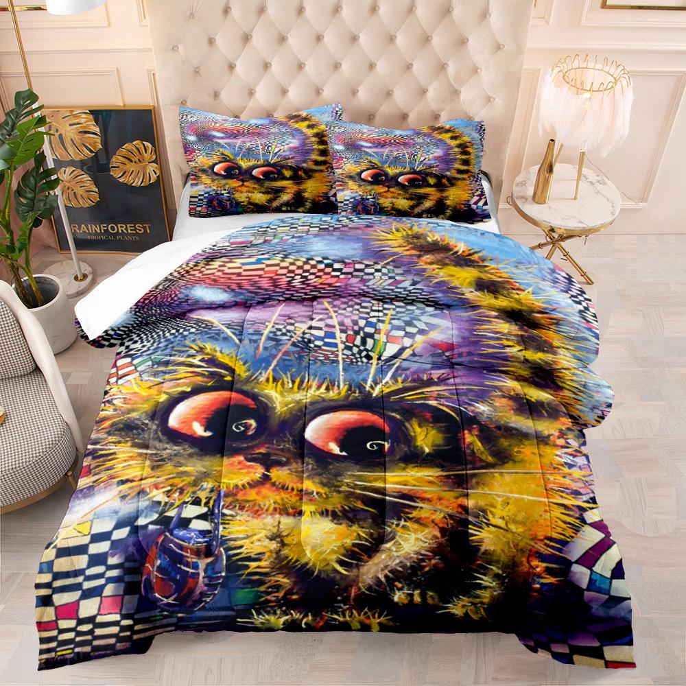 Digital Printing Animal Cat Wolf Elephant Series Three-Piece Bedding Printing