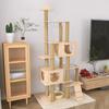 Solid Wood Multi-Layer Cat Condo with High Jump Platform & Sisal.