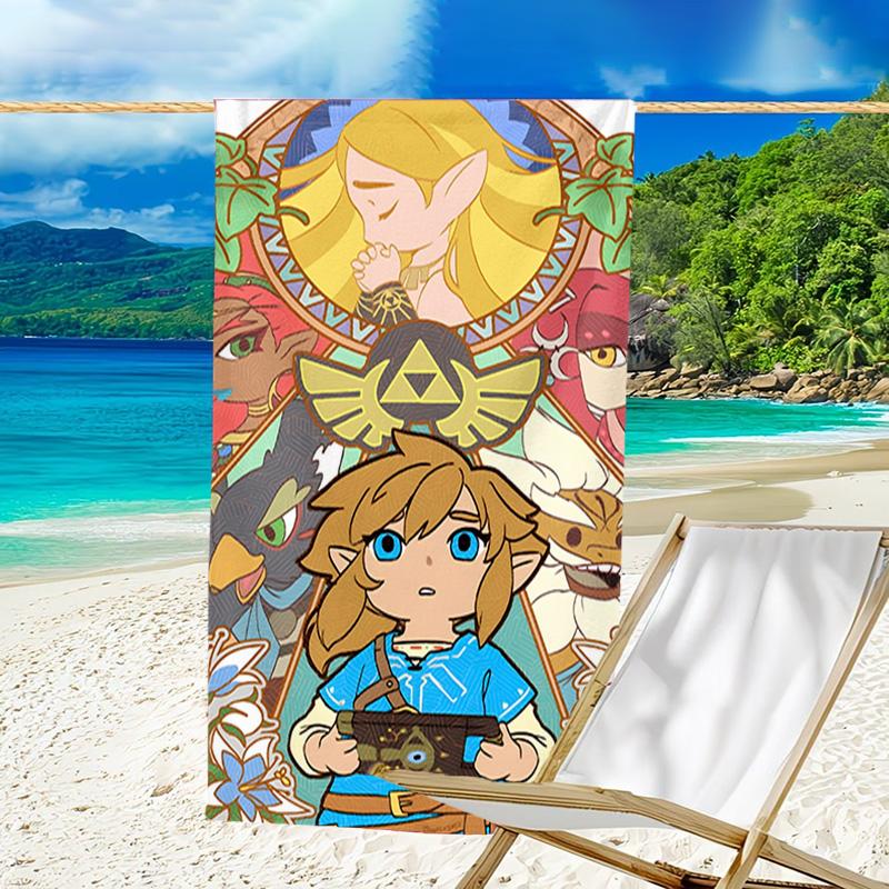 1pc Game Zelda Beach Towel, Beach and Seaside Swimming Pool Equipment, Fashion Pattern, Rectangular, Travel Essentials