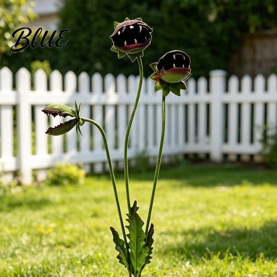 Garden Stake Decor Metal Carnivorous Plant Handmade Rainproof Yard Sculpture for Oversized Flower Beds Patios Planters Rustproof Unique Quirky Gift