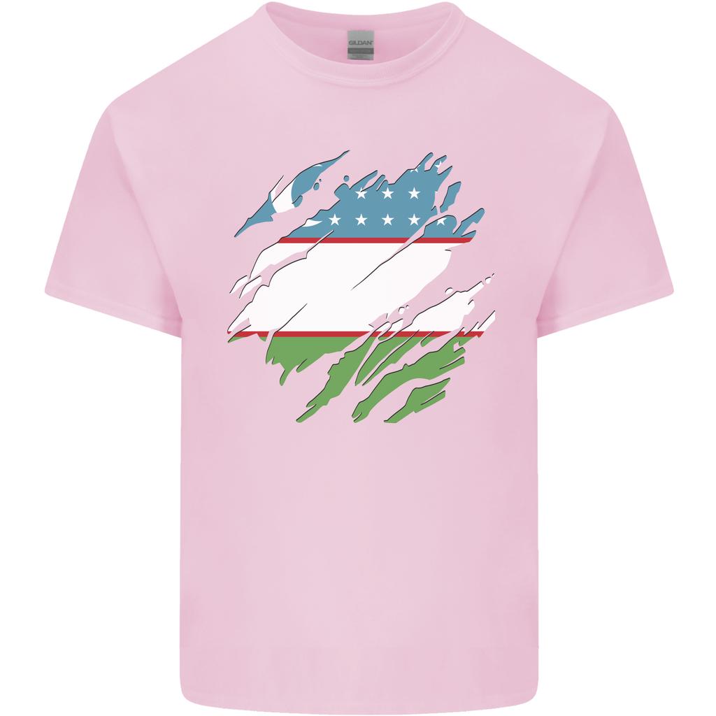 Torn Uzbekistan Flag Uzbek Day Football Unisexs Light Cotton TShirt