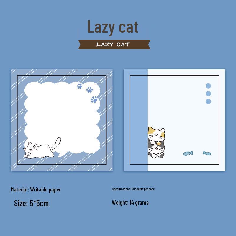 Yuxian Cute Cat Mini Sticky Notes - Non-Adhesive Student Journal & Decoration Paper