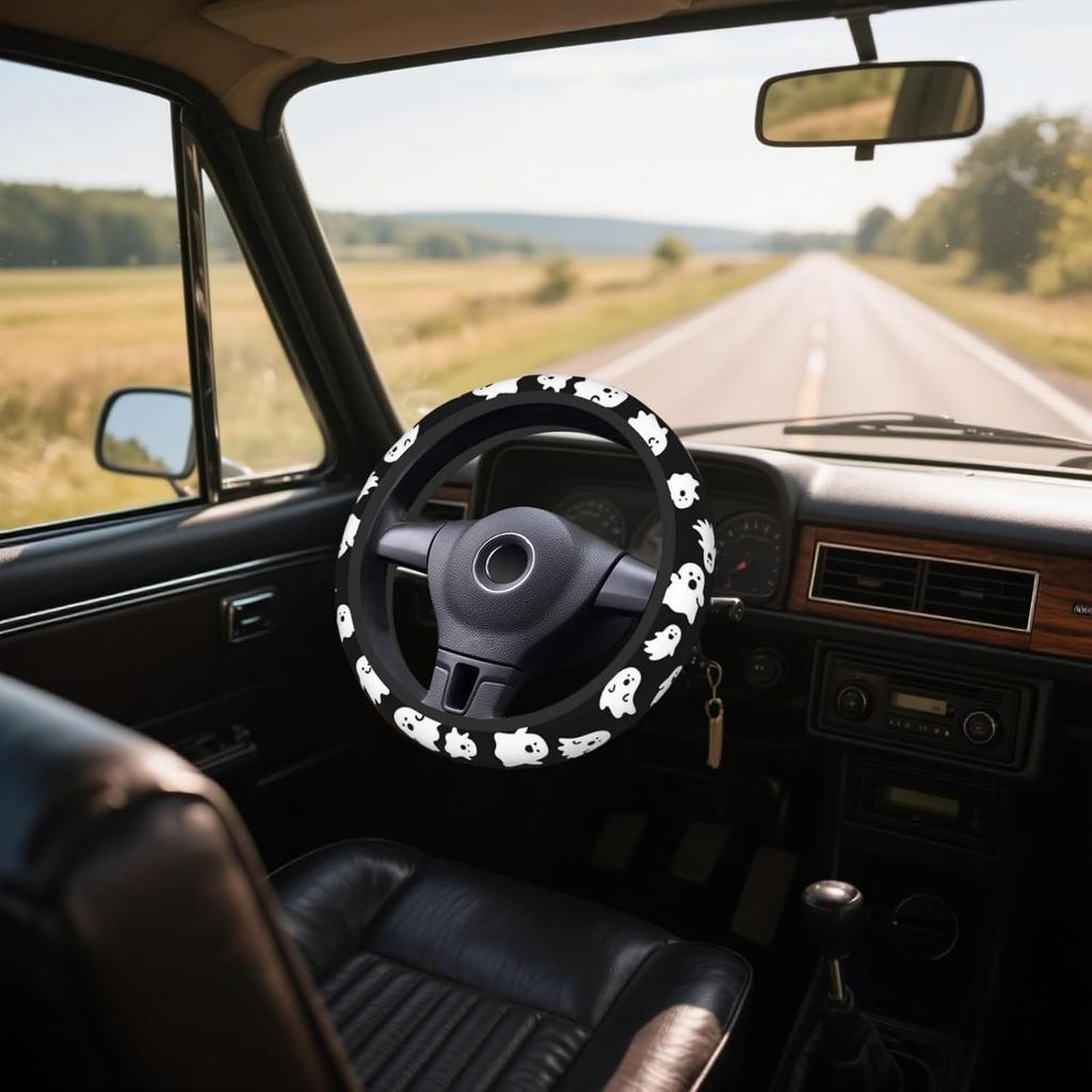 Steering Wheel Cover Accessories Neoprene Cover, Breathable Non-Slip Easy To Tall Suitable For Women Men, 14.5-15.5 Inch For Car SUV Van Truck