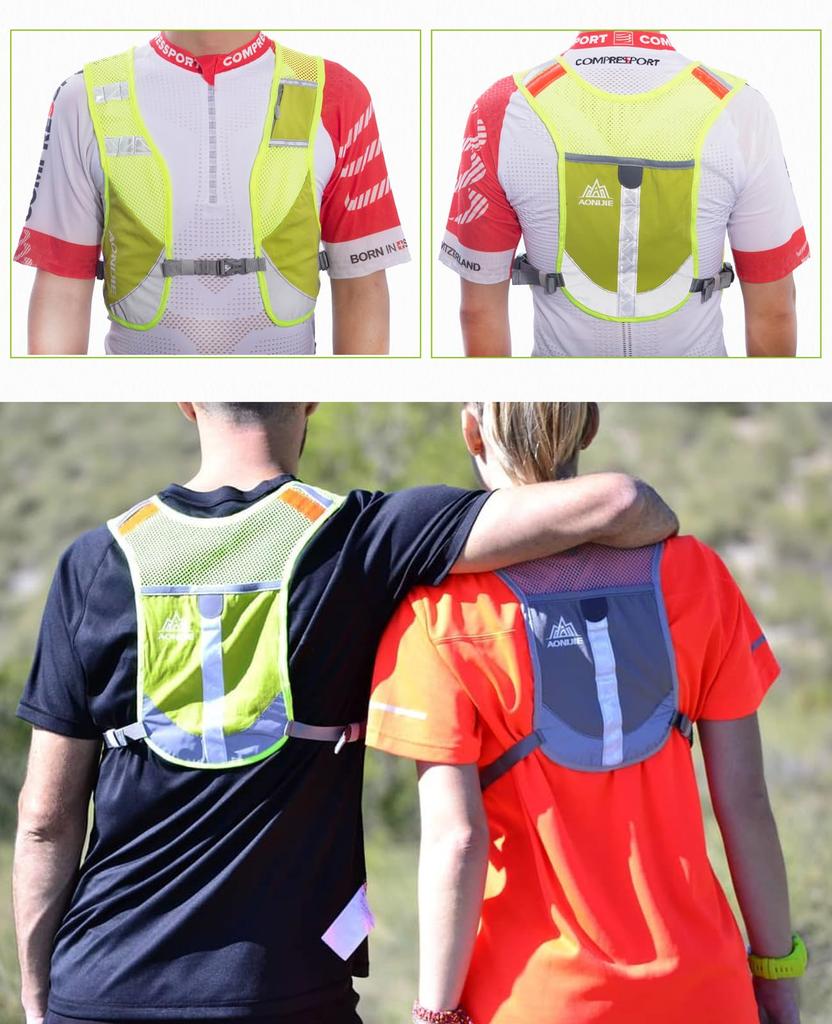 TRIWONDER Reflective Vest Lightweight Safety Cycling Bag Bicycle Bag Pack Running Marathon Ryuk 2 Water Bottles (Gray - Included)