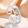 Fashion Ladies Crystal Love Heart Adjustable Open Rings Jewelry