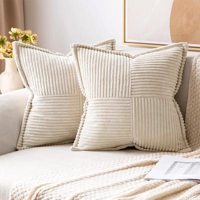 2pcs Bohemian Style Patchwork Textured Gradient Throw Pillow Covers Farmhouse Aesthetics for Couch,Bedding, Sofa, Living Room Decor, Living Room Decor