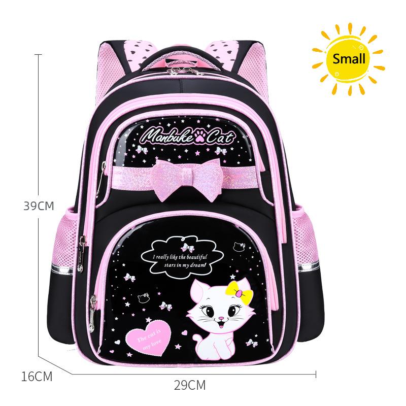 New PU Leather School Bag Korean Fashion Girls Backpack Cute Cat Orthopedic Waterproof Backpack