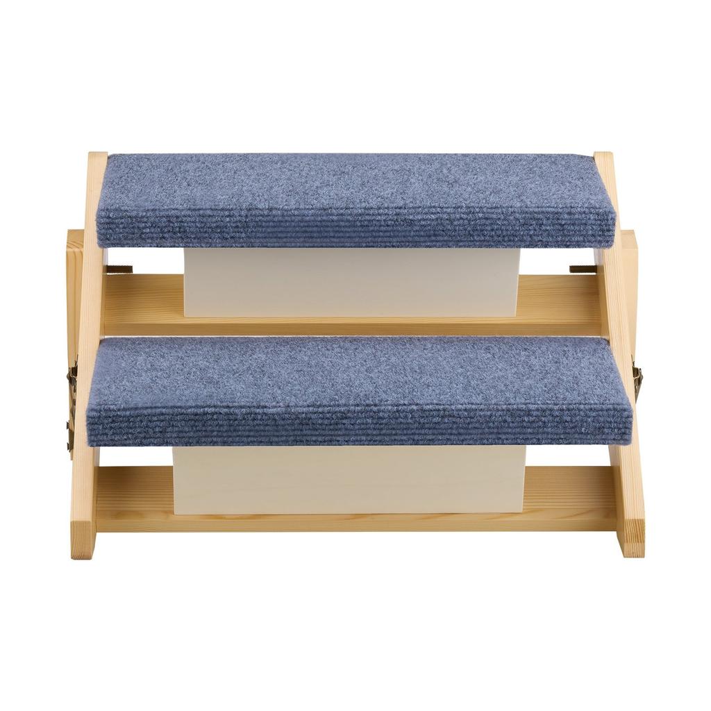 VEVOR Wood Pet Stairs, 2-Step Dog Stairs for Beds, Sofa & Cars, 50 Kg Load Capacity, Floded Flat Design