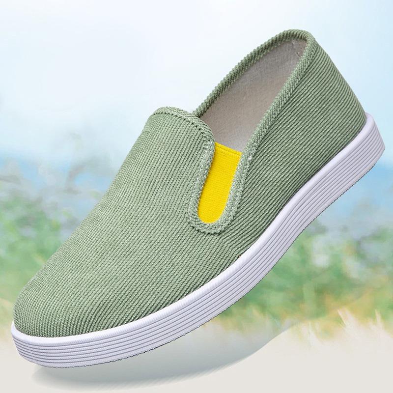 Old Beijing Cloth Shoes Men's Corduroy Board Shoes Non-slip and Wear-resistant One-pedal Trendy Versatile Men's Work Shoes