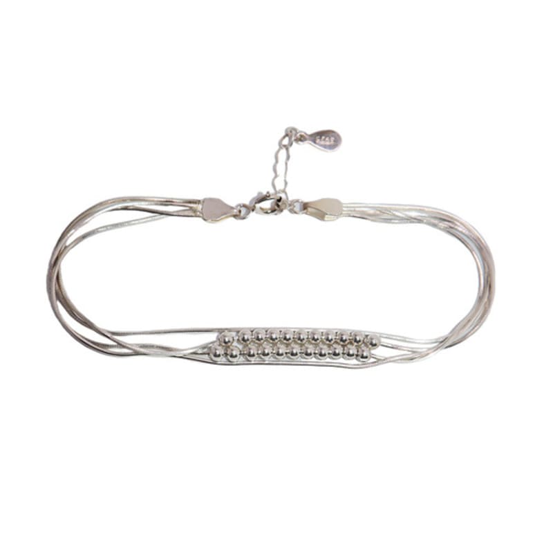 UNI.J [Cotidiano]Silky Layered Ball Silver Bracelet Ib327