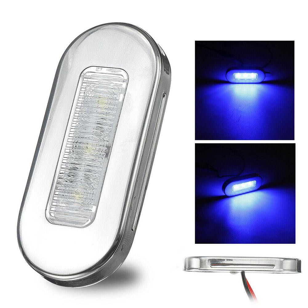 2pcs 12V 3 LED Marine Boat Transom Light LED Courtesy Light With Screws Yacht Marine Boat Cabin Deck Lamp Waterproof LED Oblong