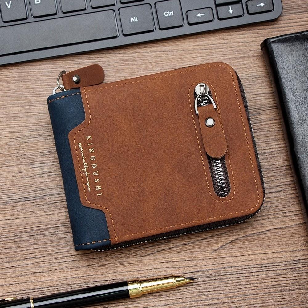 Large Capacity PU Leather Coin Purse Thin Card Holder Portable Men's Short Wallet  Travel